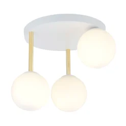 Emibig Deckenlampe Weiß Gold 3x E14 Glas Metall blendarm* Deckenleuchten|Bürolampen