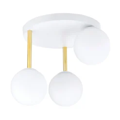 Emibig Deckenlampe Weiß Gold 3x E14 Glas Metall blendarm* Deckenleuchten|Bürolampen