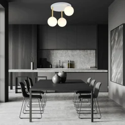 Emibig Deckenlampe Weiß Gold 3x E14 Glas Metall blendarm* Deckenleuchten|Bürolampen