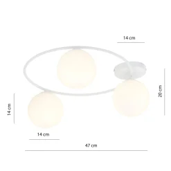 Emibig Deckenlampe Weiß H: 20 cm Ø 47 cm 3-flammig