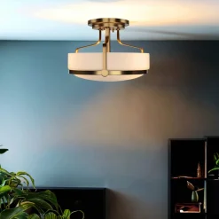 Outlet Elstead Deckenlampe Weiß Messing antik Jugendstil blendarm