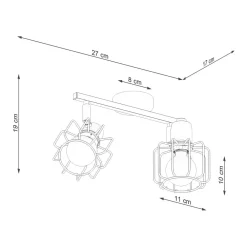 Sollux Deckenlampe Weiß Metall 2-flammig B: 27 cm Retro* Deckenleuchten|Spots