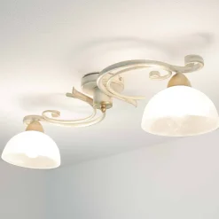 Clearance Luminex Deckenlampe Weiß Shabby Landhaus Glas Metall E27