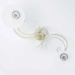 Clearance Luminex Deckenlampe Weiß Shabby Landhaus Glas Metall E27