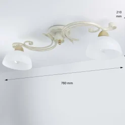 Clearance Luminex Deckenlampe Weiß Shabby Landhaus Glas Metall E27