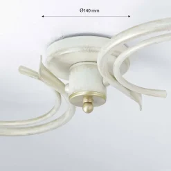 Clearance Luminex Deckenlampe Weiß Shabby Landhaus Glas Metall E27