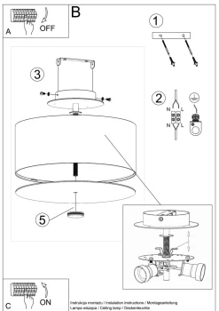 Sale Sollux Deckenlampe Weiß Stoff Glas Ø 30 cm rund blendarm 3x E27