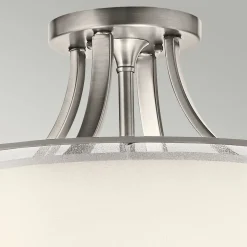 Best Elstead Deckenlampe Weiß Zinn antik Glas Leinen Metall CANELADO