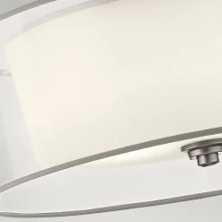 Best Elstead Deckenlampe Weiß Zinn antik Glas Leinen Metall CANELADO