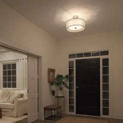 Best Elstead Deckenlampe Weiß Zinn antik Glas Leinen Metall CANELADO