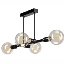 Lamkur Deckenlampe Wohnzimmer Metall Schwarz für 8x E27* Deckenleuchten|Wohnzimmerlampen