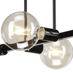 Lamkur Deckenlampe Wohnzimmer Metall Schwarz für 8x E27* Deckenleuchten|Wohnzimmerlampen
