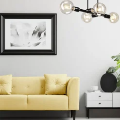 Lamkur Deckenlampe Wohnzimmer Metall Schwarz für 8x E27* Deckenleuchten|Wohnzimmerlampen