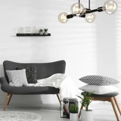 Lamkur Deckenlampe Wohnzimmer Metall Schwarz für 8x E27* Deckenleuchten|Wohnzimmerlampen