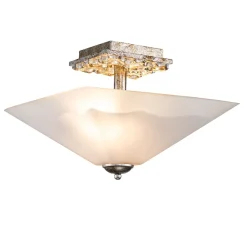 Elstead Deckenleichte Glas Metall B: 36,8 cm 2x E27 Silber antik Weiß* Deckenleuchten|Flurlampen