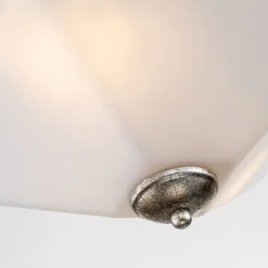 Elstead Deckenleichte Glas Metall B: 36,8 cm 2x E27 Silber antik Weiß* Deckenleuchten|Flurlampen