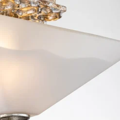 Elstead Deckenleichte Glas Metall B: 36,8 cm 2x E27 Silber antik Weiß* Deckenleuchten|Flurlampen