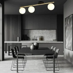 Emibig Deckenleuchte 80 cm lang Kugel Schirme Glas Metall* Deckenleuchten|Flurlampen