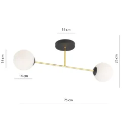 Best Emibig Deckenleuchte ALOISIO in Schwarz Weiß Gold 55 cm lang