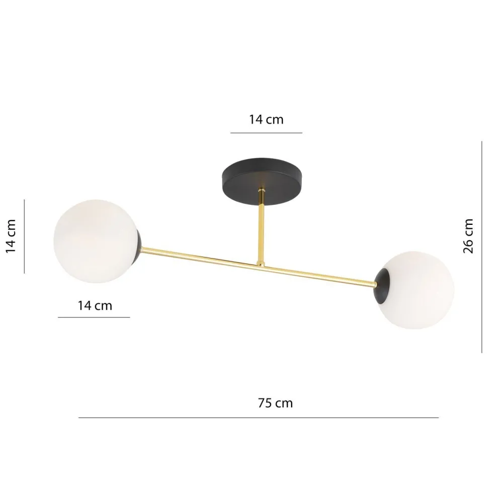 Best Emibig Deckenleuchte ALOISIO in Schwarz Weiß Gold 55 cm lang