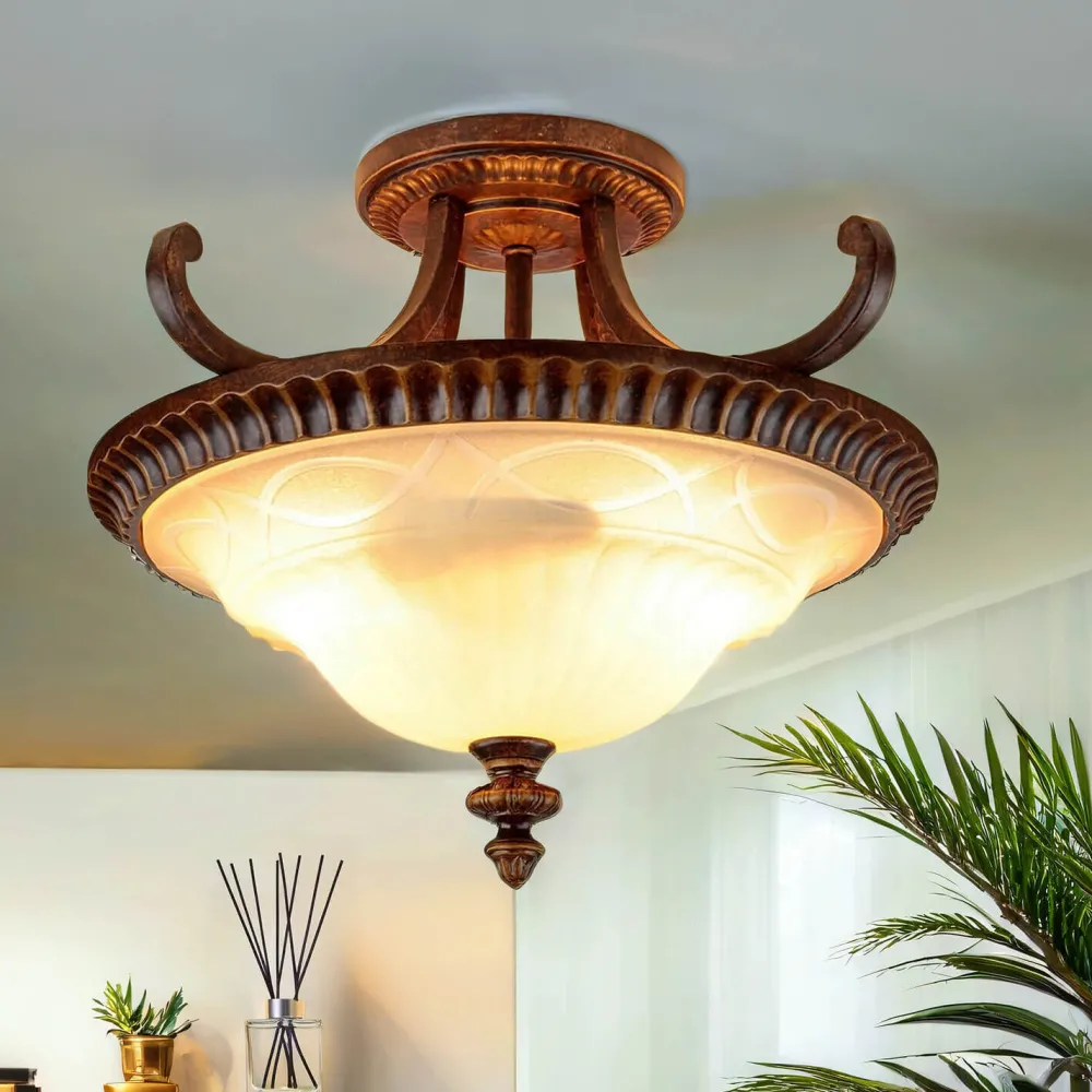 Online Elstead Deckenleuchte ANABELL 1 Braun Wohnzimmer Lampe