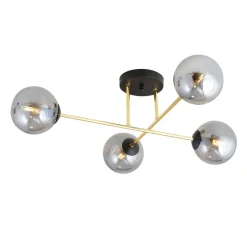 Emibig Deckenleuchte ANNETTA Metall Rauchglas Kugel Schirme