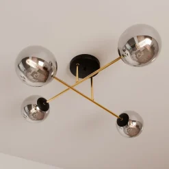 Emibig Deckenleuchte ANNETTA Metall Rauchglas Kugel Schirme