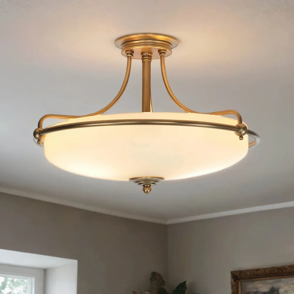 Elstead Deckenleuchte ASPERO Messing Creme 4xE27 Lampe* Designerlampen|Jugendstil Lampen