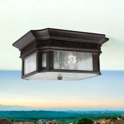 Online Elstead Deckenleuchte Außen in Bronze 2x E27 Regenglas