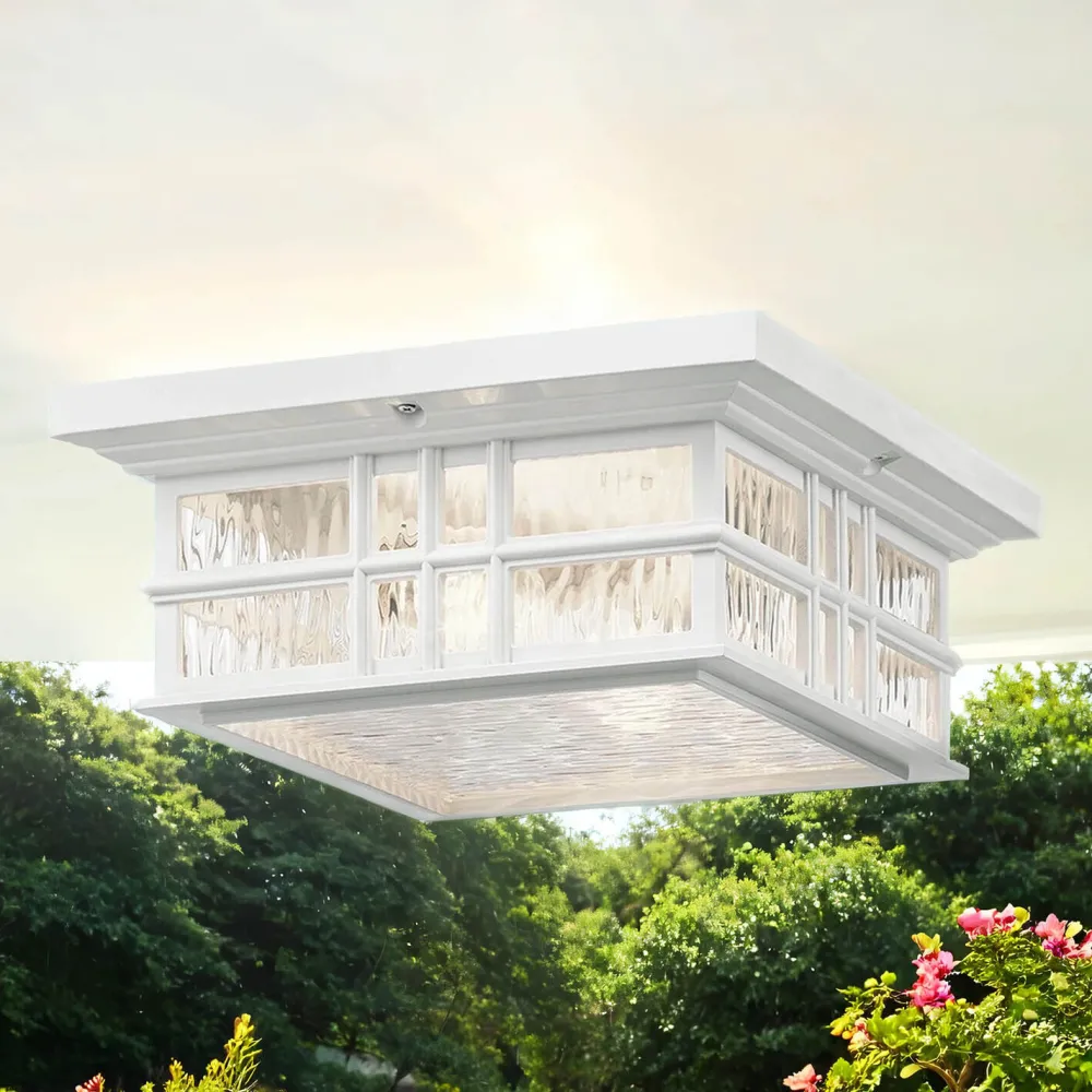 Sale Elstead Deckenleuchte außen IP44 E27 Glas Rustikal Weiß