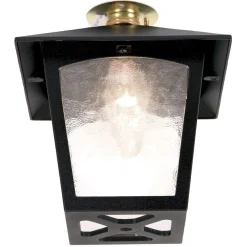 Outlet Elstead Deckenleuchte außen Schwarz Aluminium Glas IP44 FIENNES