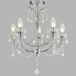 Best Searchlight Deckenleuchte Badezimmer Ø 48 cm Kristall Metall IP44