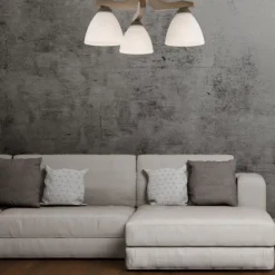 Lamkur Deckenleuchte BATORY Holz 3-flmg Modern Wohnzimmer* Deckenleuchten|Flurlampen