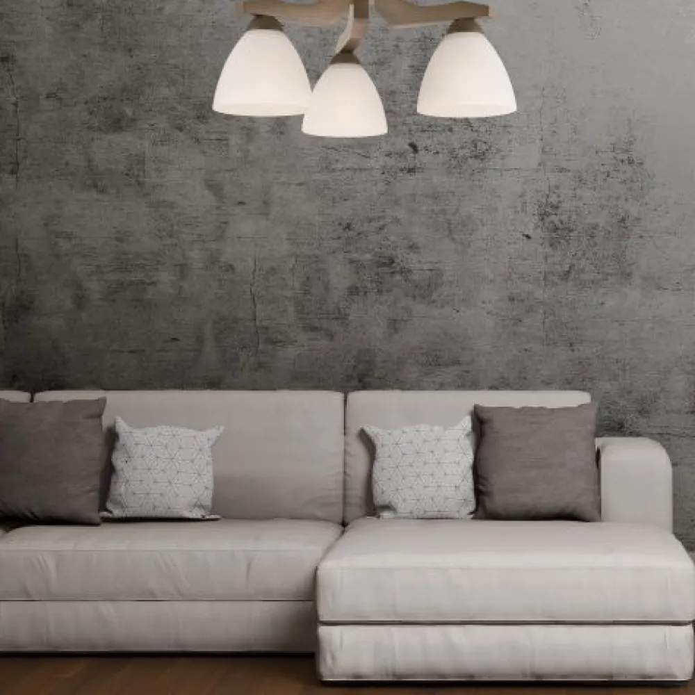 Lamkur Deckenleuchte BATORY Holz 3-flmg Modern Wohnzimmer* Deckenleuchten|Flurlampen