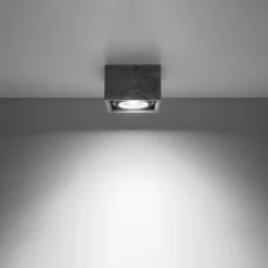 Online Sollux Deckenleuchte Beton Grau eckig B: 14 cm klein GU10