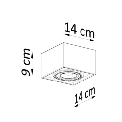 Online Sollux Deckenleuchte Beton Grau eckig B: 14 cm klein GU10