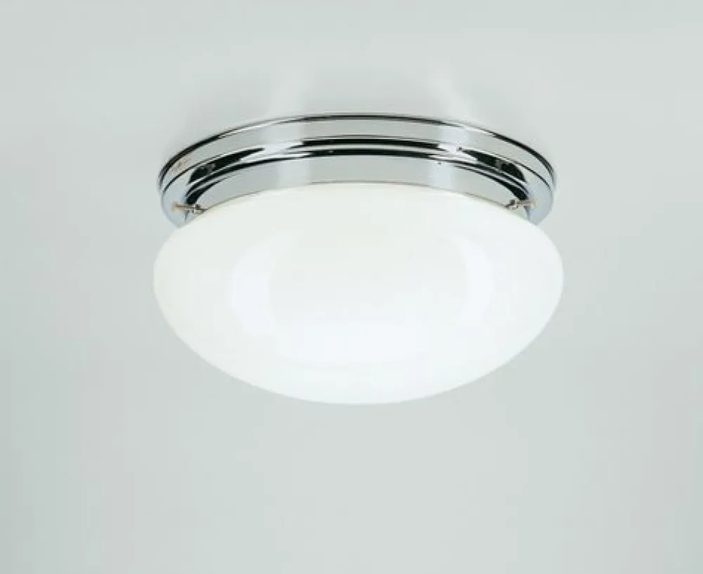 Berliner Messingleuchten Deckenleuchte blendarm Messing Glas Ø30 cm E27 in Chrom* Flurlampen|Bürolampen