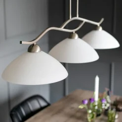 Steinhauer Deckenleuchte blendarm Metall Glas in Stahl Weiß 112 cm* Deckenleuchten|Badezimmer Lampe