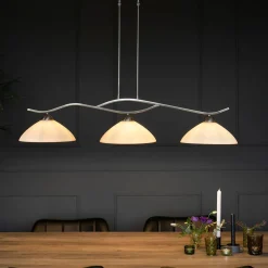 Steinhauer Deckenleuchte blendarm Metall Glas in Stahl Weiß 112 cm* Deckenleuchten|Badezimmer Lampe