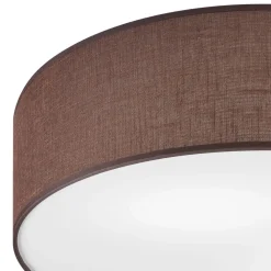 Lamkur Deckenleuchte Braun Ø 45 cm rund Stoff blendarm für 2x E27* Deckenleuchten|Flurlampen