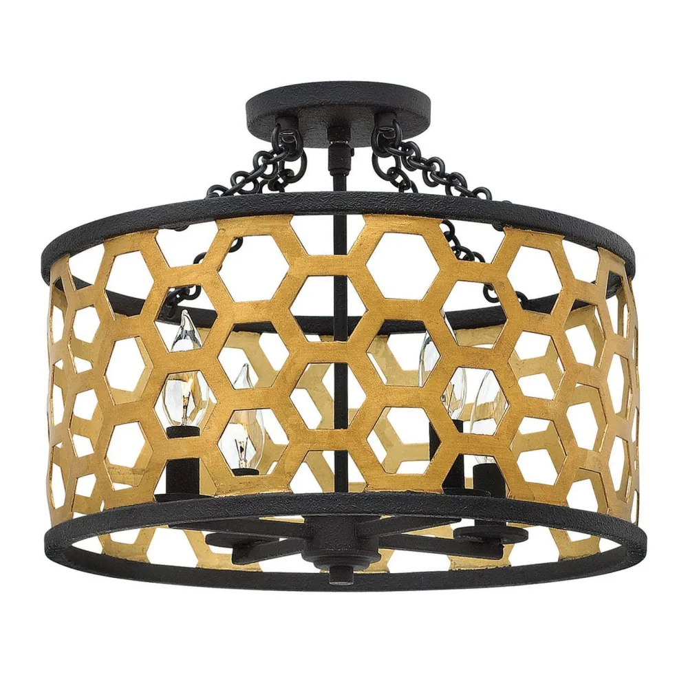 Elstead Deckenleuchte CELLA 4-flmg in Gold Schwarz Lampe* Deckenleuchten|Moderne Lampen