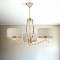 New Jupiter Deckenleuchte DAGNO Shabby Gold Weiß 3-armig Lampe