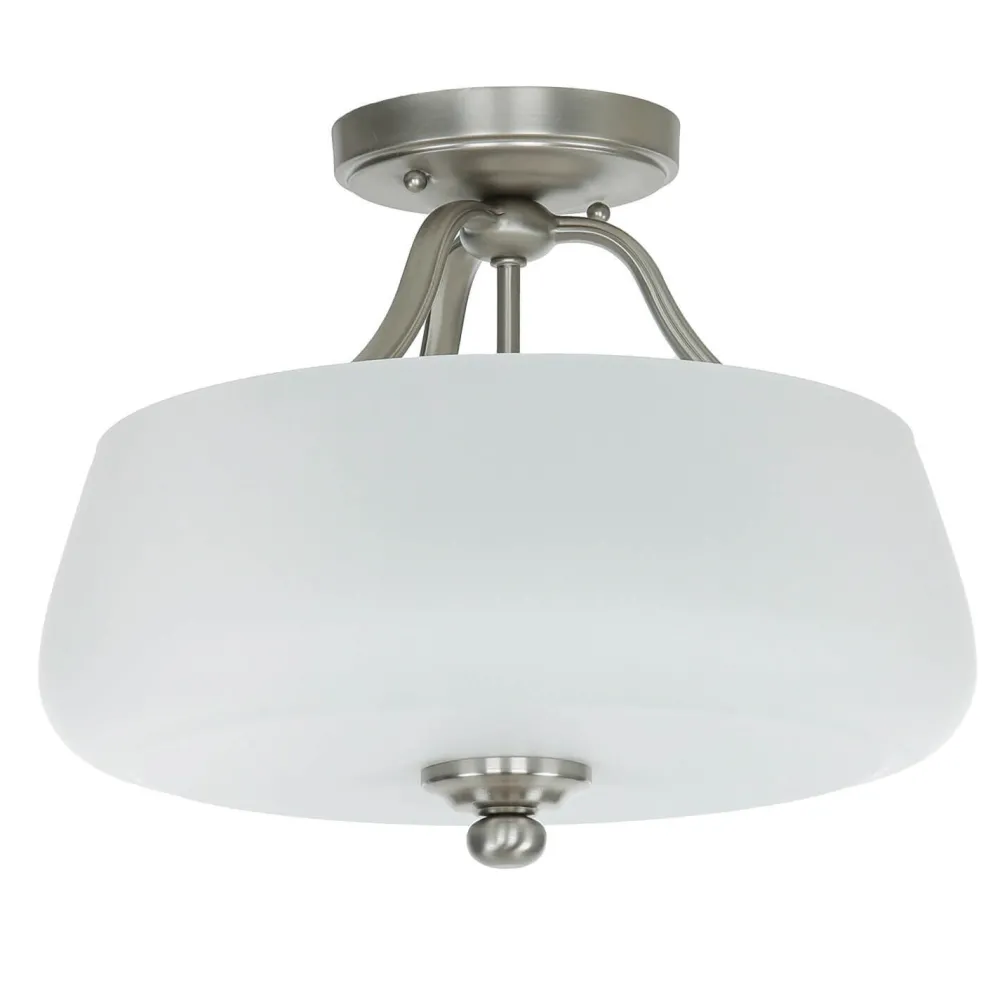 Elstead Deckenleuchte E27 Weiß Nickel Ø37cm Glas Metall