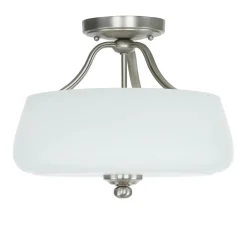 Elstead Deckenleuchte E27 Weiß Nickel Ø37cm Glas Metall