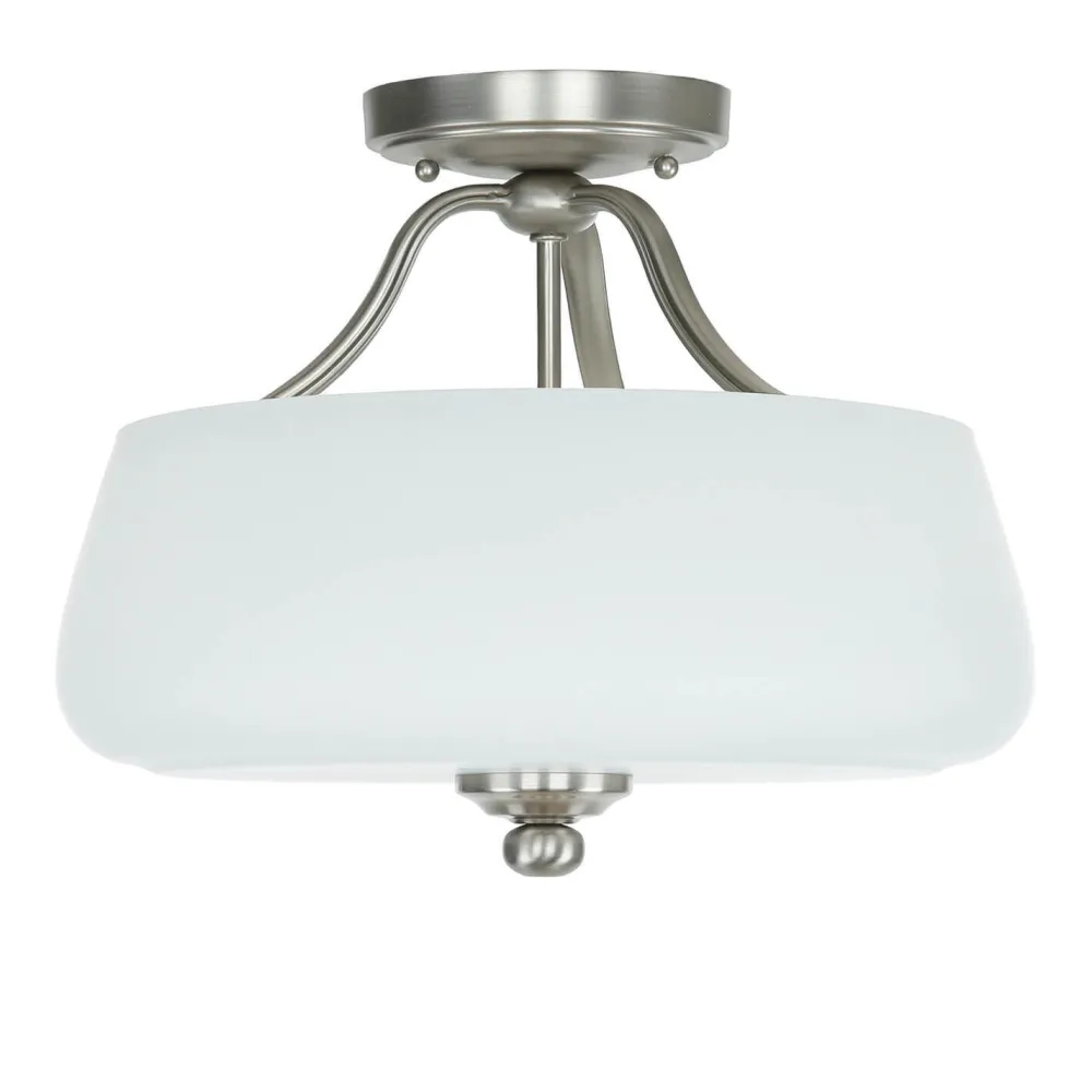 Elstead Deckenleuchte E27 Weiß Nickel Ø37cm Glas Metall