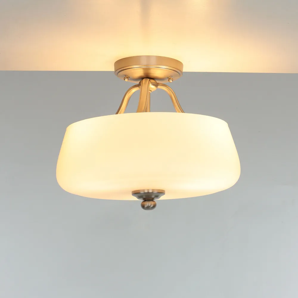 Elstead Deckenleuchte E27 Weiß Nickel Ø37cm Glas Metall