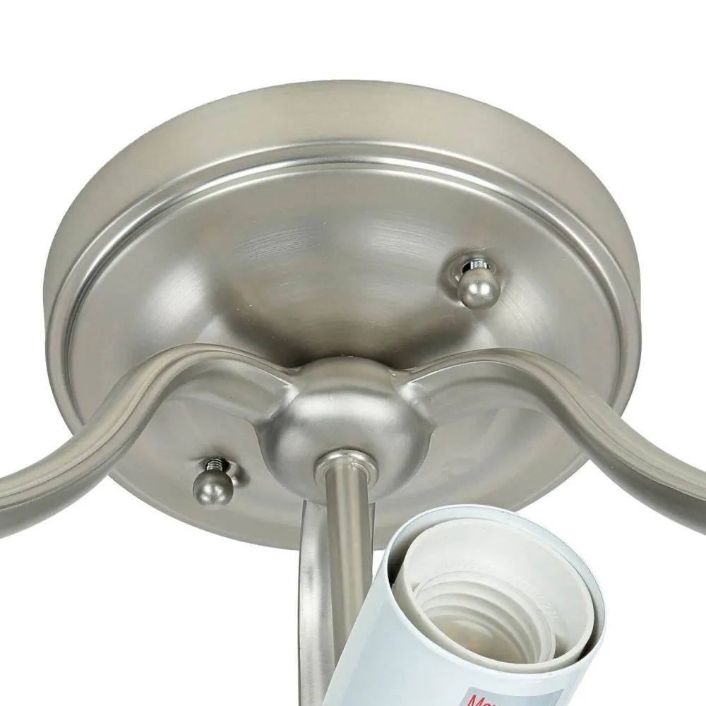 Elstead Deckenleuchte E27 Weiß Nickel Ø37cm Glas Metall