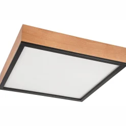 Online Lamkur Deckenleuchte eckig B: 48 cm Holz Metall für 4x E27