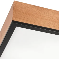 Online Lamkur Deckenleuchte eckig B: 48 cm Holz Metall für 4x E27