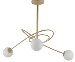 Sigma Deckenleuchte 3-flammig Gold Metall Glas G9 gemütlich* Deckenleuchten|Kugellampen